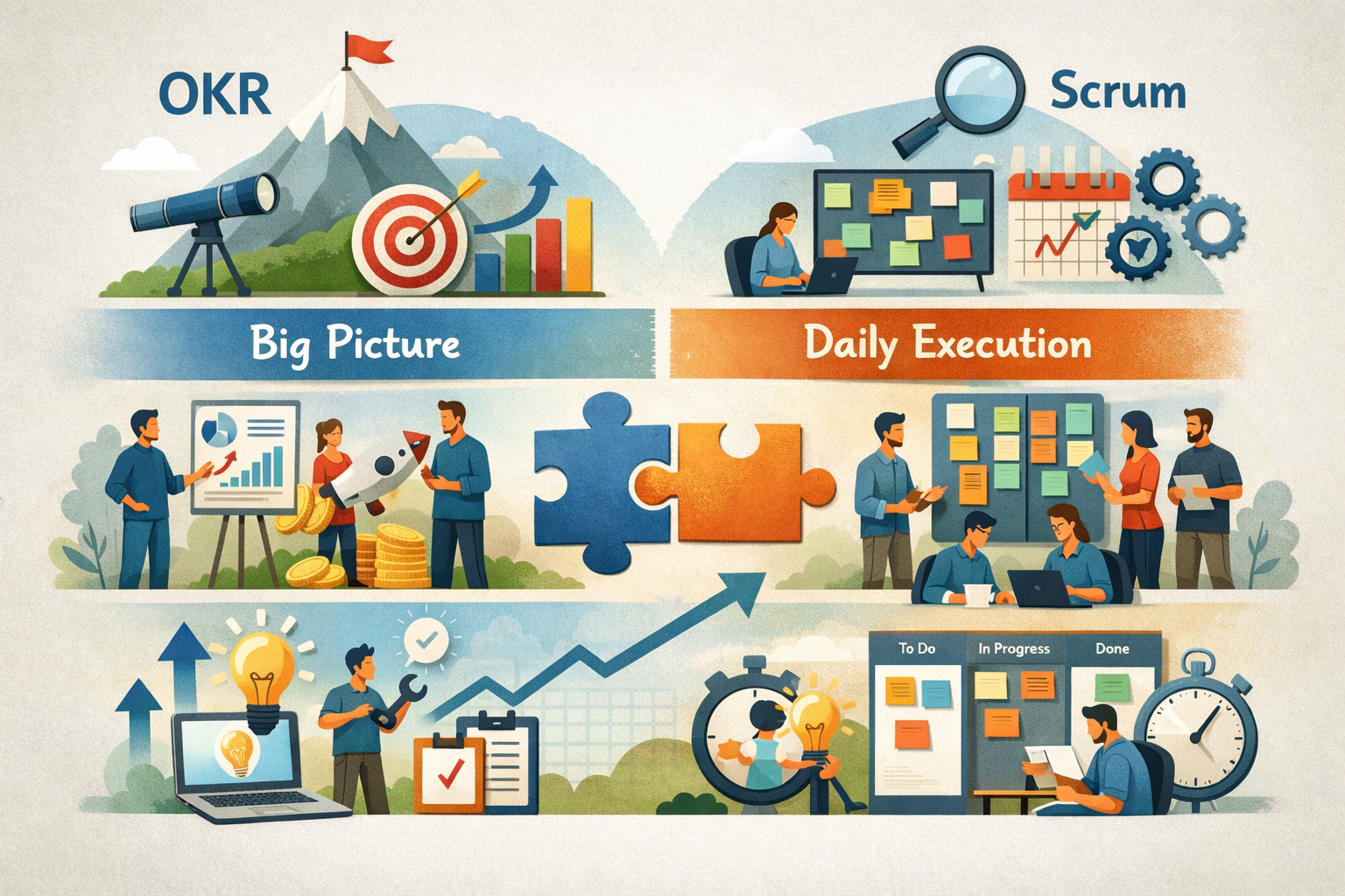 SCRUM و OKR چگونه با هم کار می کنند
